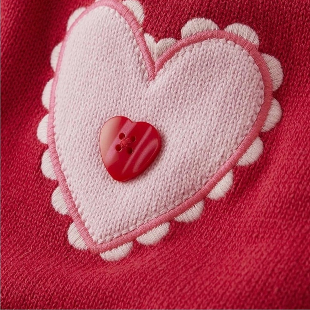 Gymboree valentine scalloped collar Red and Pink Heart sweater Dress - Picture 2 of 6